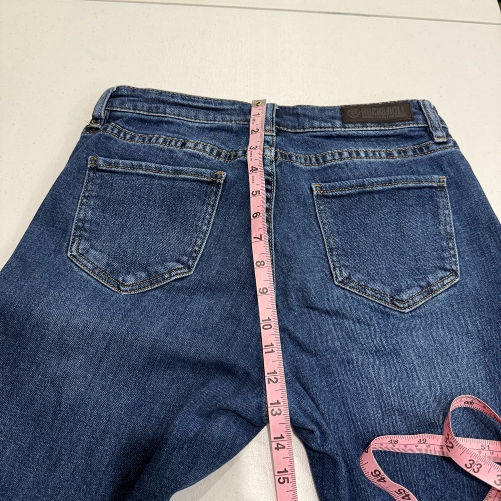 Rock & Roll Denim Jeans High Rise Straight Cropped Dark Wash Women’s Size 28x27 - Picture 6 of 11